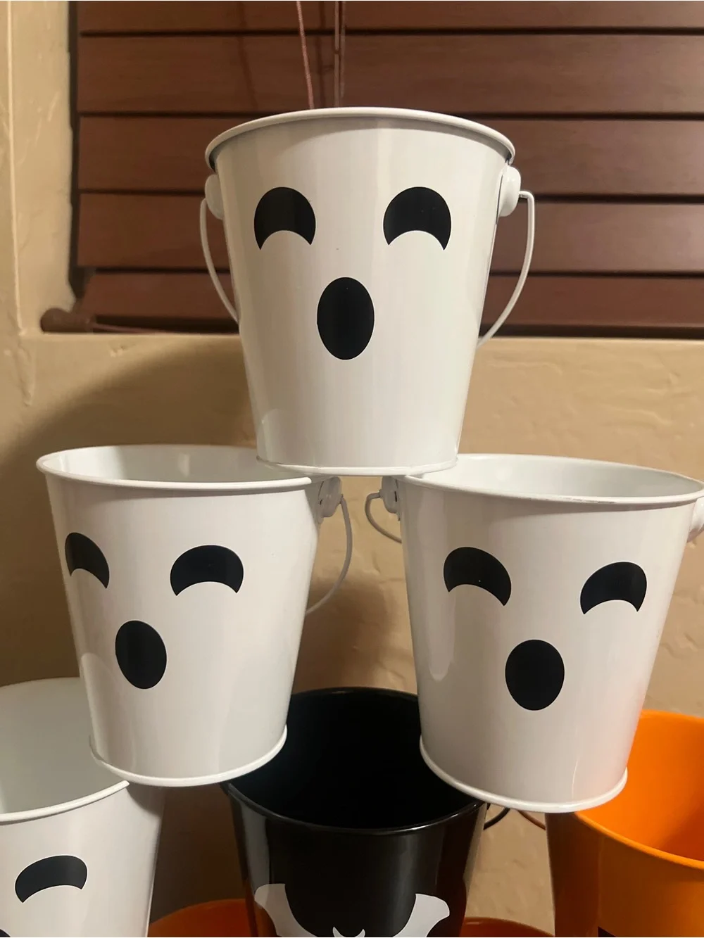 Target Bullseye Metal Halloween Buckets Pails Ghost Boo Bats NWT